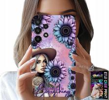 Samsung Galaxy A32 5G Tok - Női Napraforgóban, Női Mintákkal