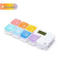 7-Compartment Smart Electronic Pill Organizer with Timer for Travel vaivorykštės spalva