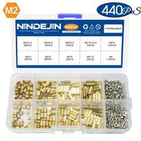 NINDEJIN 420/440Pcs Knurled Round Brass Standoff Spacer Kit M2 Male-Female Round Motherboard Pcb Standoff with Screws Nuts Set