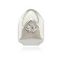 18K Gold-Plated Vampire Fang Grillz with Diamond, Trendy Hip-Hop Halloween Teeth Accessory