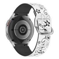 2 Pcs Bands for Samsung Galaxy Watch 7/5 Pro/4 6 Classic 40 44mm Engraved flower Silicone Bracelet correa Galaxy Watch 7 Straps 6 classic 43mm 47mm
