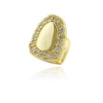 18K Gold Plated Single Diamond Hip Hop Grillz - Door Style Titanium Alloy