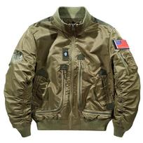 726 Air Force Pilot Baseball Jacket - Stand-up Collar, Workwear-Style, Scratch & Wear-Resistant, Thin Outerwear. M chaki