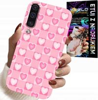 Etui Do Samsung Galaxy A70 - Serca Kratka Różowa Obudowa Case + Szkło