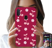 Etui Do Samsung Galaxy A20E - Wisienki, Wiśnie Na Bordowym Tle + Folia