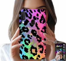 Etui Do Samsung Galaxy A20E - Kolorowa Tęczowa Panterka Plecki Szkło
