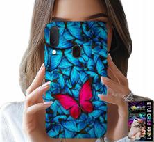 Etui Do Samsung Galaxy A20E - Niebieskie Motylki, Motyl, Kobiece Wzory