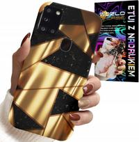 Etui Do Samsung Galaxy A21S - Złote Eleganckie Wzory + Folia Hydro