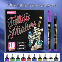 Metalinis laikinų tatuiruočių rašiklių rinkinys kūno dailės reikmėms - Minkštas galiukas, Sudedamos spalvos blue
