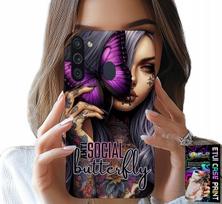 Etui Do Samsung Galaxy A21 - Anti Social Butterfly Różowy Motyl + Szkło