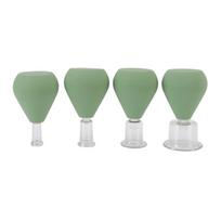 4Pcs Facial Cupping Therapy Set Help Sleep Tighten Skin Reduce Fine Lines Face Vacuum Suction Cup gray