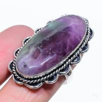 Žalias fluoritas Rankų darbo 925 svarų sterlingų sidabro žiedas Dydis 9 c1w39 gray