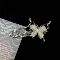 1/4pcs Y2K Irregular Liquid Metal Hairpin Butterfly Zircon Hair Clips Girl Fashion Silver Bang Clip For Women Hair Accessories