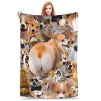 Corgi Dog Blanket  Airplane Travel Flannel Throw Blanket For Couch Bed Warm Soft Custom Quality Bedspread Gift 30x40in