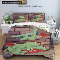 Pokemon Anime Duvet Cover Pillowcase Bedding Kawaii Pikachu Three Piece Collection For Kids Adults Bed Collection Twin Queen King Size EU single(135x200cm)