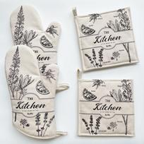Vintage Oven Gloves Insulation Mat Kitchen Set One Size balta