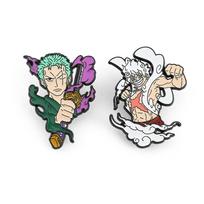 2-12 vnt. Vienas gabalas Metaliniai emalio segtukai Anime animacinių filmų sagės Luffy Zoro Sanji Chopper ženkliukai drabužiams, krepšiui, skrybėlei, aksesuarams, dovanoms black