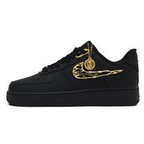 Nike Air Force 1 TNT Liquid Metal S Cushioning Slip Resistant Low top Skateboard Shoes Unisex Black Gold CW2288-001(Team1697-TNTS) 40.5