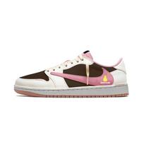 Jordan x Travis Scott Air Jordan 1 Odiniai žemi bateliai Vintažiniai krepšinio bateliai Moteriški Rožiniai Balti DZ4137-700(Komanda330-) 44