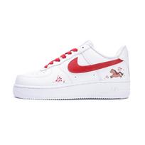 Nike Pony Air Force 1 Artificial Leather Low top Vintage Basketball Shoes Unisex Red Wangwang 2026 Edition CW2288-111(Team897-) 36