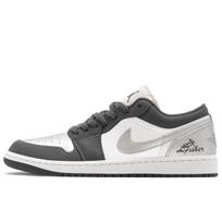 Jordan Air Jordan 1 Silver Wing Herringbone Abrasion Resistant Low top Vintage Basketball Shoes Men's Black Silver 553558-044(TeamA-) 44.5