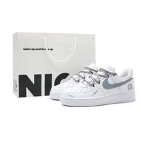Nike Air Force 1 Deep Sea Bomb Cushioning Lightweight Low top Skateboard Shoes Women's Gray White CW2288-111(Team241-S-BOX) 36