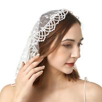 Elegant Lace Mantilla Veil for Wedding Traditional Hijab Veil Church Headcovering for Catholic Chapel Religious Ceremony balta
