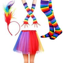 Pride Day Rainbow Tutu Skirt Colorful Party Costume Accessory Set Rainbow Costume Set  Birthday Set B