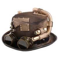 Steampunk Men Hat With Goggles Vintage Jazz Hat Gay Top Hat Gothic Steampunk Top Hat Halloween Masquerade Costume Party 1 auksas