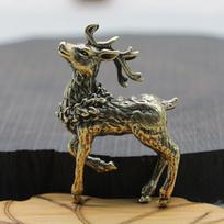 2 vnt. Gryno vario elnio skulptūros papuošalai Žalvario miniatiūrinės figūrėlės Laiminga amatininkystė 4.9*3.3cm