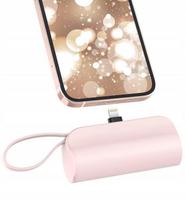 Mini Power Bank Ze Złączem Lightning 5000Mah Kieszonkowy Powerbank 20W Różowy