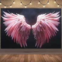 2D Pink Gradient Feather Angel Wings Backdrop with Dark Background 47.2x31.5inch/120*80cm