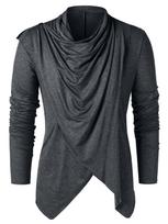 Men’s Hot Selling Fashion Solid Color Cardigan Design Long Sleeve T-shirt S pilka spalva