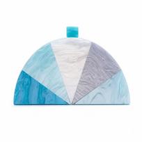 Women's Color Block Acrylic Crossbody Clutch - Semi-circular Design for Weddings and Banquets dangaus mėlyna spalva