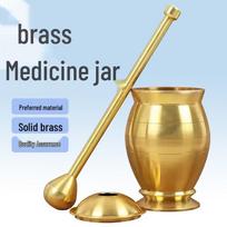 Solid Brass Mortar & Pestle Grinder - Traditional Copper Garlic Masher Solid Brass Mini Mortar