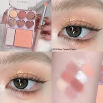 MGL Heart 8-Color Eyeshadow, Blush & Highlighter Palette - Shimmer & Matte Earth Tones for Beginners