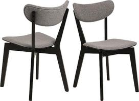 "AC Design Furniture Roxanne" 2 valgomojo kėdžių komplektas 79,5 x 45 x 55 cm Pilka/juoda audinys/kaučiukmedis