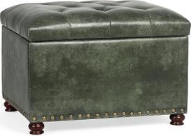 "Adeco" modernus 24 colių tufted minkštas suoliukas saugojimui PU oda paminkštintas stačiakampis kojūgalis svetainei miegamajam