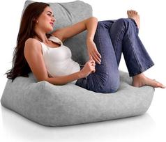 "Aiire" XXL "Bean Bag" sofa suaugusiems - "Relaxo Seat Sack" kėdės dizainas su užpildu, kad būtų jaukus kampas - milžiniškas žaidimų kėdė - dirbtinės odos "Bean Bag" maišeliai pilkos spalvos