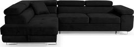 "Aller" L formos kampinė sofa su miego funkcija ir lovos dėže, "Jasmine", kairėje pusėje, "Ottoman" (juoda)