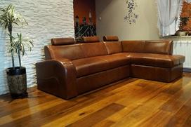 "Antalya II" tikros odos kampinė sofa, 3 atspalviai, 245 x 164 cm, sofa-lova su miego funkcija, lovos dėžė ir galvos atlošai, kampinė sofa, tikra oda, antikvarinė ruda, 3000 colių
