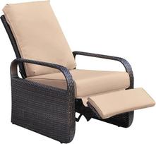 "Art to REAL Relax Recliner Chair" aliuminio rėmo kėdė su pagalvėle Patio baldai Ratano sodo kėdė su atsilenkimo funkcija UV šviesai atspari vandeniui, prakaitui, rūdims, lengvai surenkama chaki spalvos