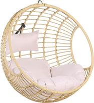 "Aspio" pakabinamas krepšelis-krėslas "Rattan Beige" be rėmo, įskaitant sėdynę ir pagalvę