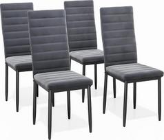 "Bealife" valgomojo kėdžių rinkinys iš 4 dalių, virtuvės ir valgomojo kėdės, aksomo sėdynės, minkštos kėdės, modernios (tamsiai pilka, 4)