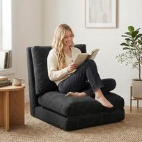 "Bean Bag" lova, sulankstomas laidas Sofa, 4-in-1 konvertuojama grindų sofa su didelio tankio putų užpildu, nuimamu ir skalbimo mašinoje skalbiamu užvalkalu svetainei, kolegijos bendrabučiui, svečių lovai (juoda)