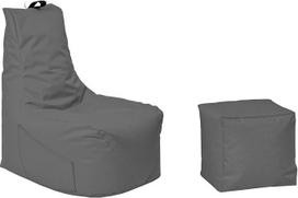 "Bean Bag" žaidimų krepšys su atlošu ir sėdynės pagalvėle - "Bean Bag" - grindų pagalvėlė kėdė, tinkama naudoti viduje ir lauke - žaidimams su "Xbox" ir "Playstation" (antracitas, "Bean Bag" ir taburetė)