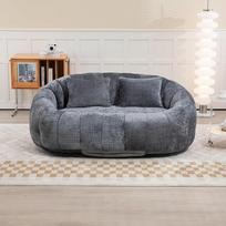 "Bean Bag" sofa 2-vietė kušetė, pagaminta iš sutrintos kempinės, 145 cm pločio svetainės sėdimoji "Bean Bag" kėdė Gyvenamasis kambarys Miegamasis Svečių kambarys Vaikų kambarys Pilka