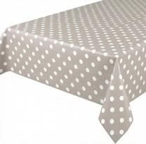 "Beautex Taupe", balti taškeliai, staltiesė, staltiesė, nuvaloma sodo staltiesė, apvali, ovali, kvadratinė, pasirenkamas dydis