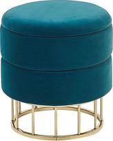 "Beliani Elgin Velvet Pouf" su laikymo vieta Teal Green Round 37 cm prabangus taburetė Velvet Stool