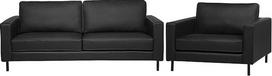 "Beliani" svetainės kambario komplektas Sofa fotelis odinis Modernūs svetainės kambario baldai juodos spalvos Savalen